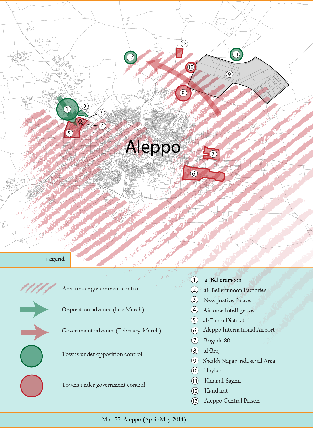 MAP 22 Rebel advance west + government advance Haylan + prison