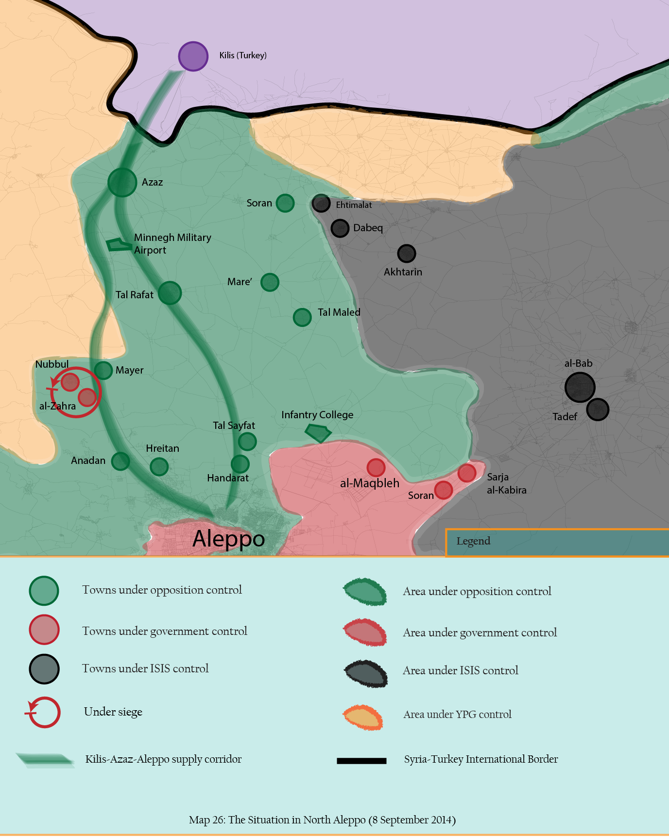 MAP 26 ISIS control north aleppo 8 Sept 2014