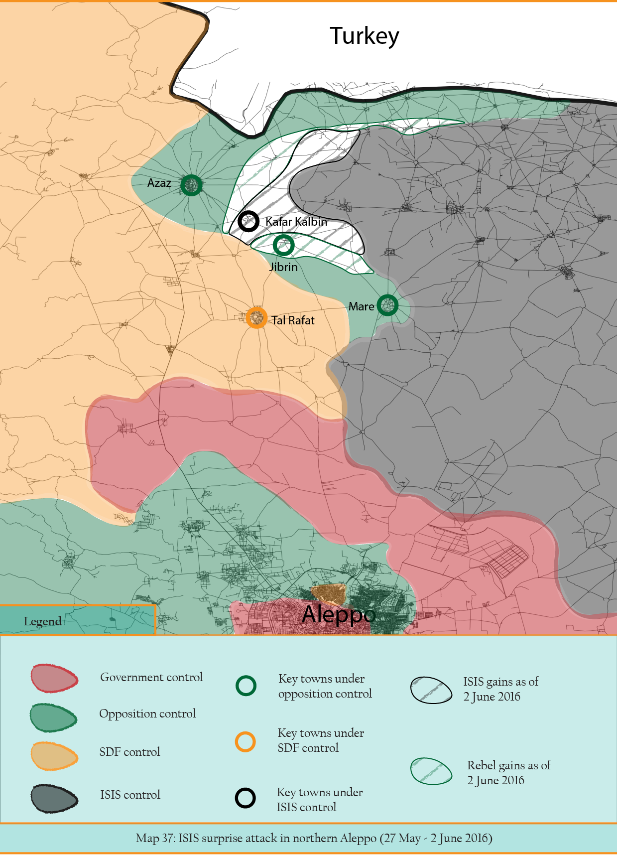 MAP 37 - ISIS surprise attack in northern Aleppo.